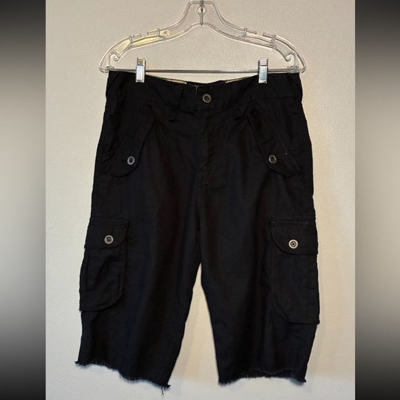 Guess Pants - Y2K Guess Women's Pants Size30 Black Cargo Pockets Cropped High Rise Linen Blend